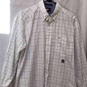 Tommy Hilfiger Men’s White with Blue Plaid Shirt